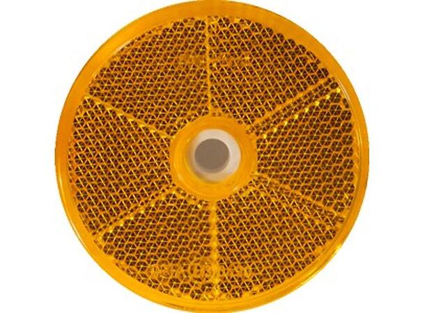 Reflex Reflector 60mm with adhesive pad and hole 6mm amber