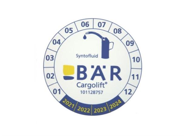 lable oil change for Bär Syntofluid 30 a Bär Cargolift