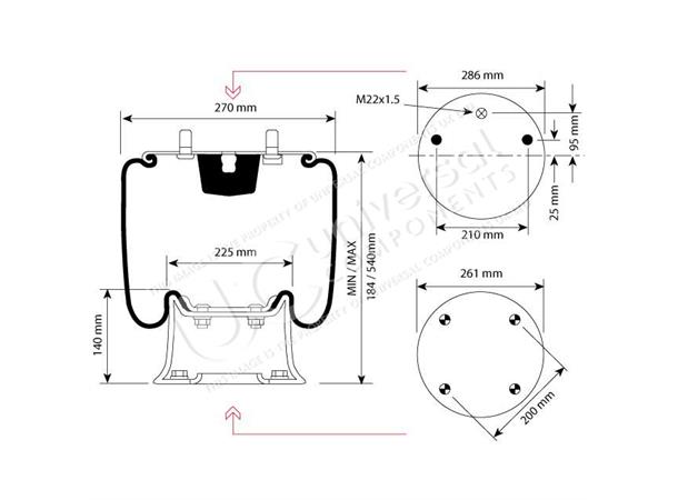 AIRSPRING ASSY (ASK002) - STEEL PISTON S Universal Components 