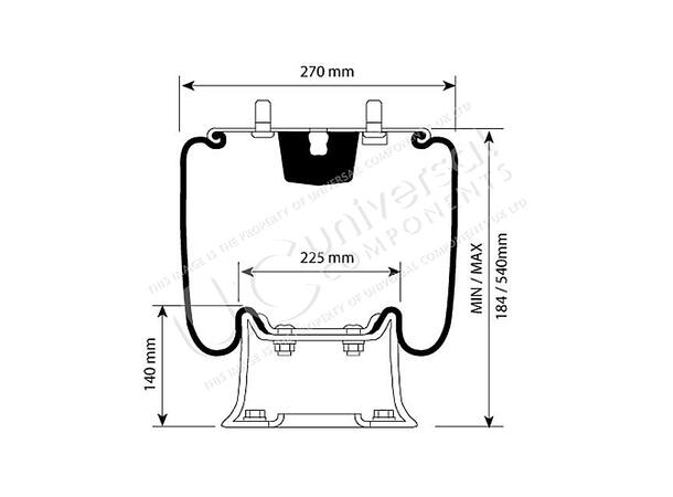 AIRSPRING ASSY (ASK002) - STEEL PISTON S Universal Components 