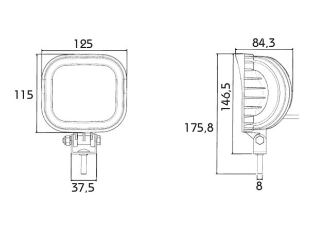 Arbeidslys LED PRO-ROCK II Standard 2000 cable 0,5m, 12-80V 
