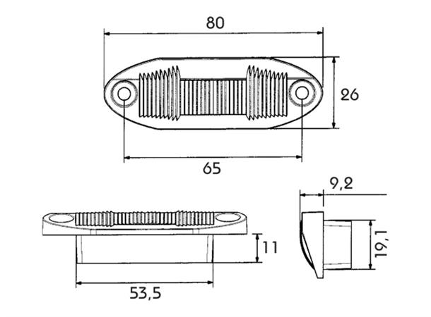 LED Registration Plate Lamp 12V cable 0,5m, recessed version 