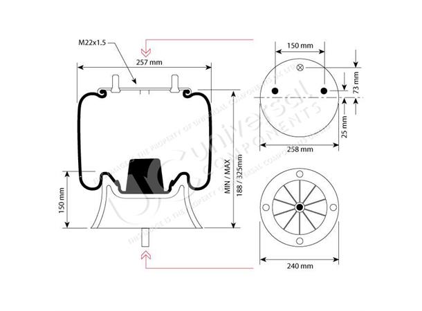 Luftbelg SAF 2619V Ø300 Universal Components 