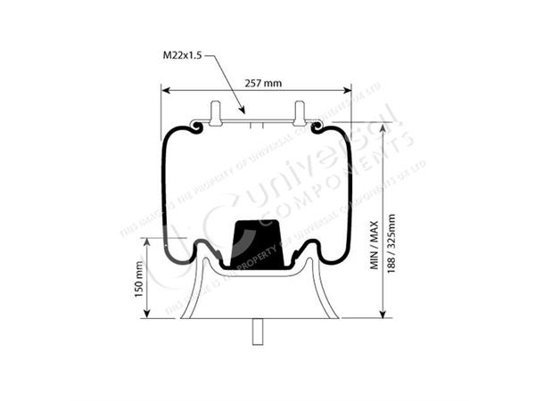 Luftbelg SAF 2619V Ø300 Universal Components 