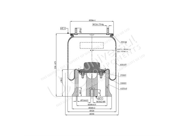 Luftbelg SAF 2924V kunststoff Universal Components 