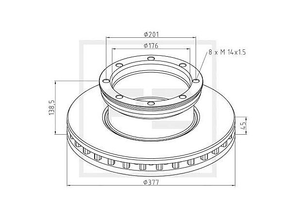 Bremseskive MB Ø 377mm PE Automotive 