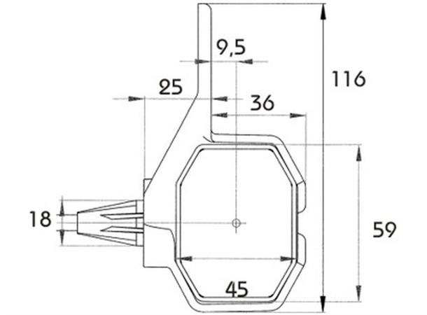 End Outline Marker Lamp SUPERPOINT 24V cable 0,5m, flexible pendulum bracket 