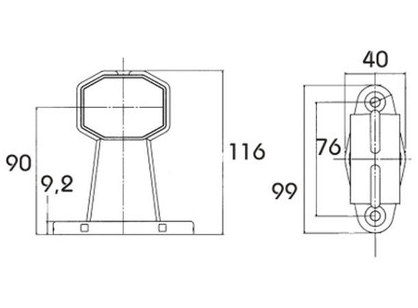 End Outline Marker Lamp SUPERPOINT with cable 0,5m, flexible short bracket 
