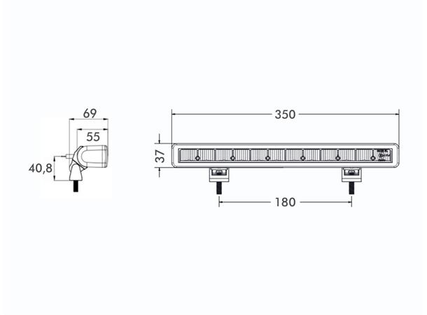 LED Driving Lamp PRO-DRIVE II 12/24V, 2400lm, cable 0,5m including Deu 