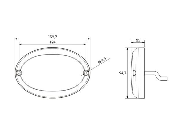 LED Rear Combination Lamp PRO-OVAL 12/24V, cable 0,5m, ADR-appr., tail ligh 