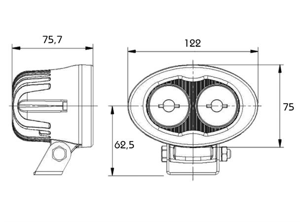 LED work lamp spot beam blue, 9-48V, 750lm, IP68 