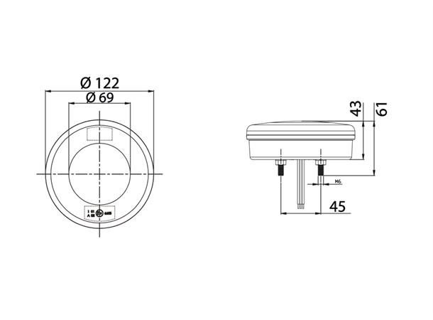 3 Functions 122mm round led Vignal 