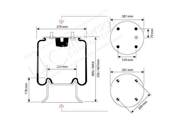 AIRSPRING ASSY (ASK002) STEEL PISTON  E2 Universal Components 