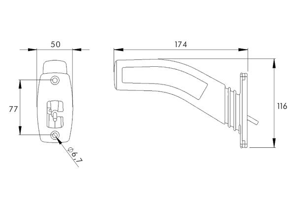 Markeringslys LED PRO-SUPER-JEt left, 12/24V, cable 1,75m, flexible brac 