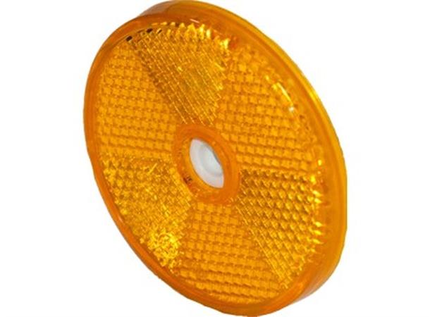 Reflex Reflector 60mm with adhesive pad and hole 6mm amber 