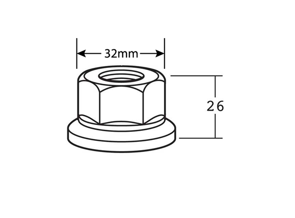 WHEEL NUT M22x1.5 RHT 32MM A/F Universal Components 