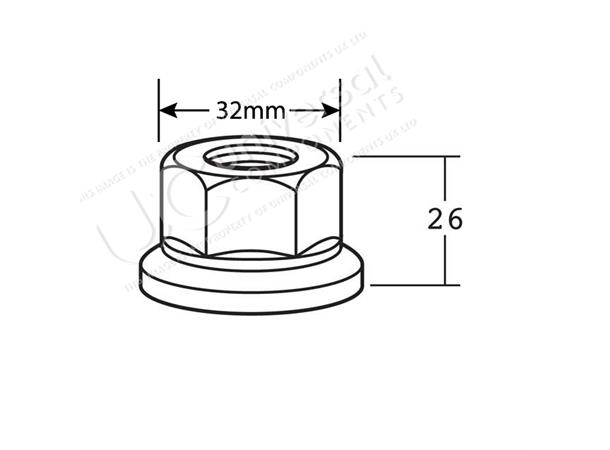 WHEEL NUT M22x1.5 RHT 32MM A/F Universal Components 