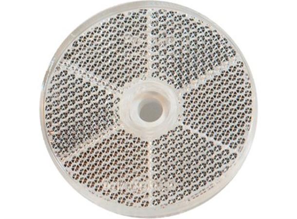 Reflex Reflector 60mm with adhesive pad and hole 6mm white 