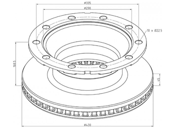 Bremseskive Schmitz 430mm 22,5" PE 