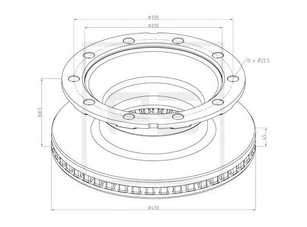 Bremseskive Schmitz 430mm 22,5" PE 