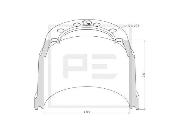 Bremsetrommel 10 bolt 300x200 SAF Brake size 300x200 PE Automotive 