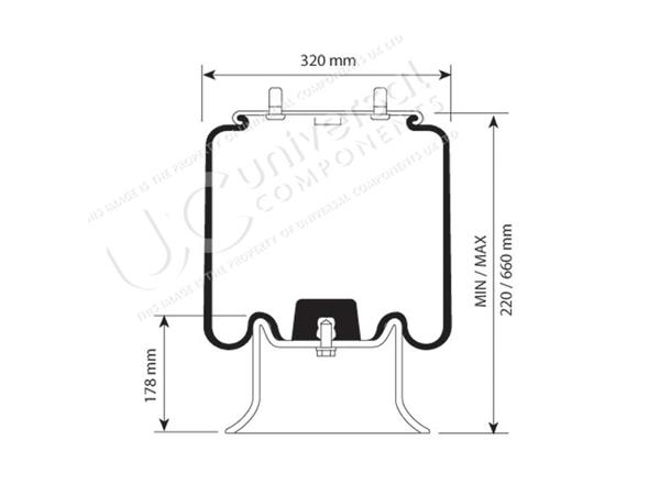 Luftbelg SAF 2923V To Bolter Stålbunn Universal Components 