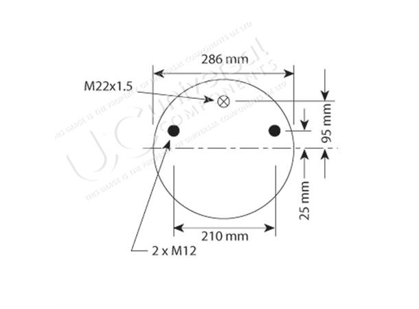 Luftbelg SAF 2923V To Bolter Stålbunn Universal Components 
