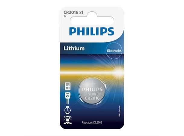Batteri 3.0v Lithium CR2016 Philips 