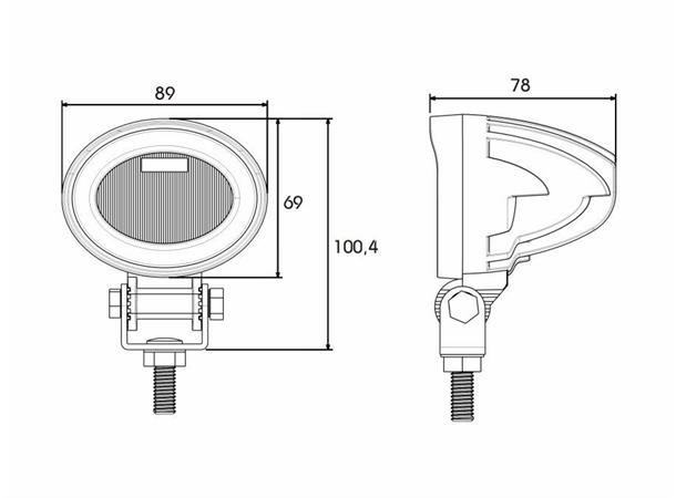 LED Work Lamp PRO-MINI-ROCK 1000 1800 lu cable 0,2m + AMP SUPER SEAL connector,12 