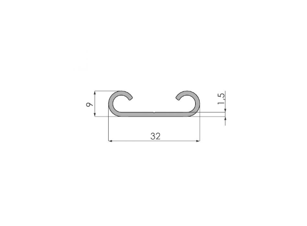Skinne Side ALU Zepro 32x9X2600 TMT Malinen 