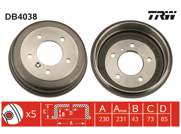 Brake Drum TRW Braking 