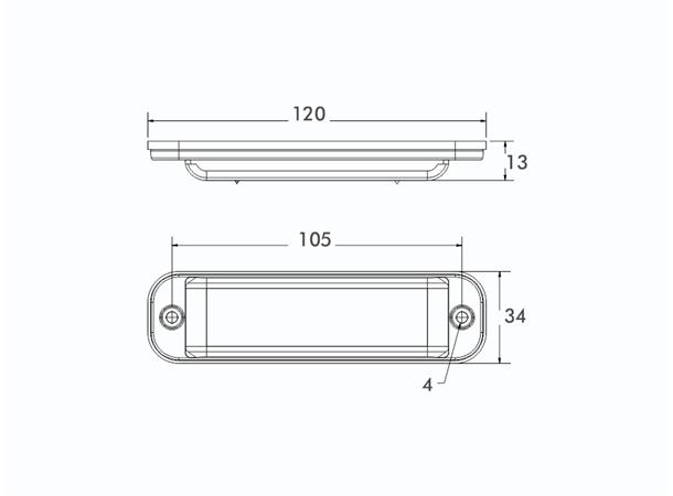 LED Beacon PRO-FLAT-STROBE II amber, clear lens, 12/24V, ECE R65, ECE 