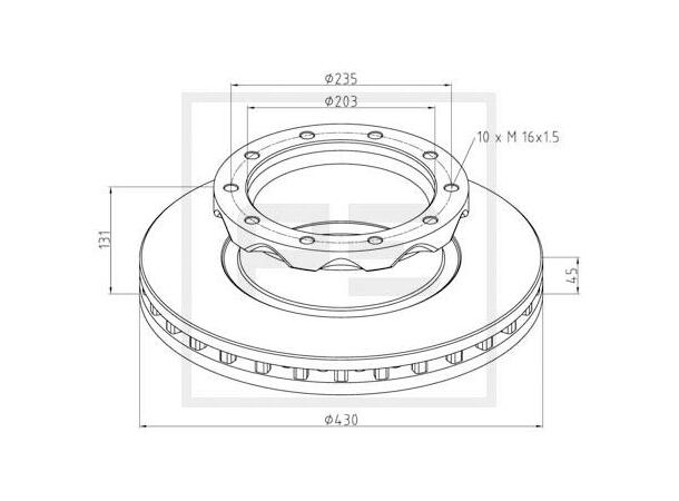 Brake disc Ø 430 PE Automotive 