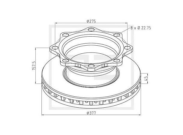 Bremseskive SAF 19,5" PE Automotive 