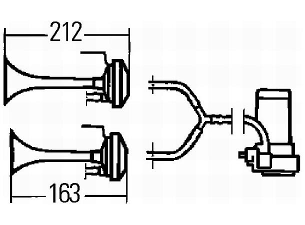 TRUMPET HORN TWIN-TONE 780/840Hz 12  3PB Hella 
