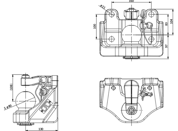 Kulekobling 80mm Rockinger 