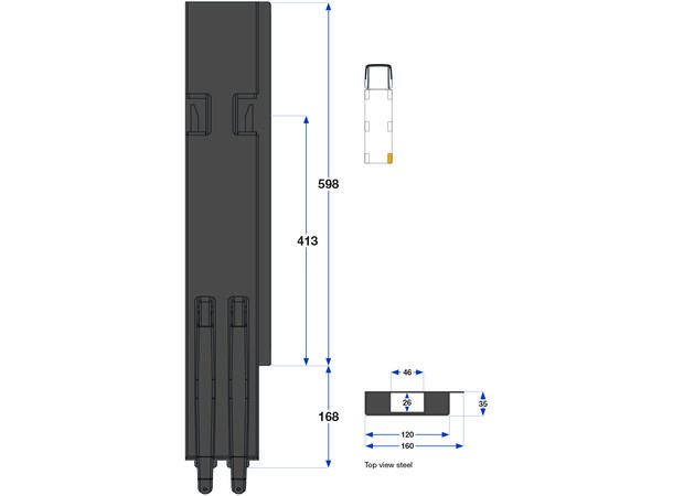 Rear pillar BBD, Right 600 mm Kinnegrip 