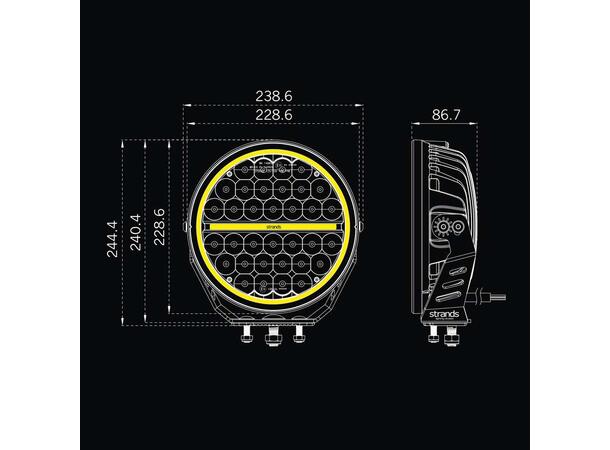 SIBERIA XP DRIVING LIGHT 9" YELLOW / WHI Strands 
