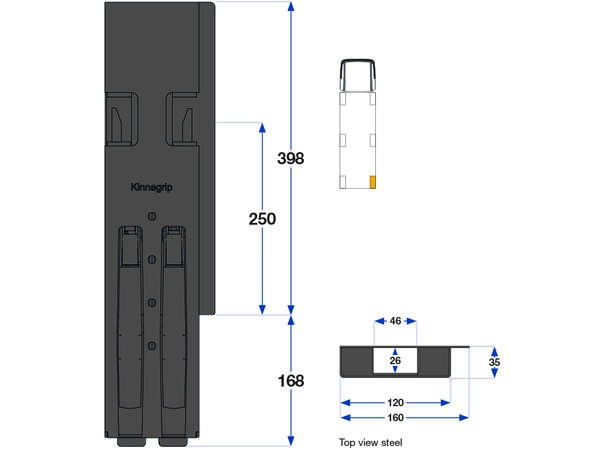 K5 Rear pillar 400 BBD right steel E Kinnegrip 