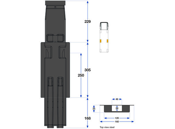 K5 Side pillar  400 Kinnetop steel ED Kinnegrip 