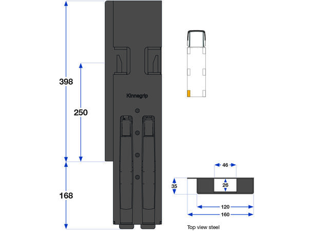 K5 Rear pillar 400 BBD left steel ED Kinnegrip 