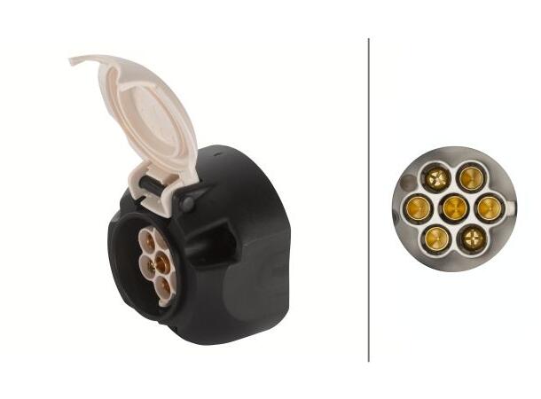 Støpsel 7-pol Hvitt lokk Hella 