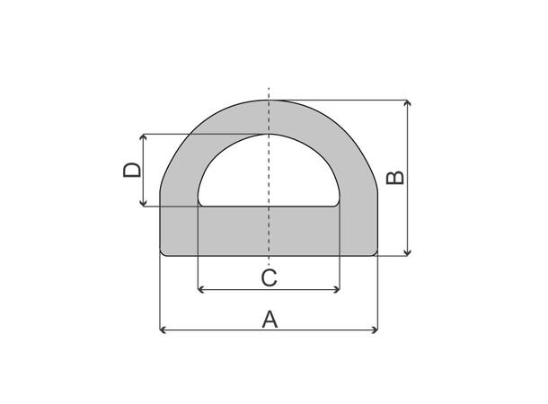 Gummibuffer 80x50x35x18 Pris pr. meter. selges i 5m lengder 