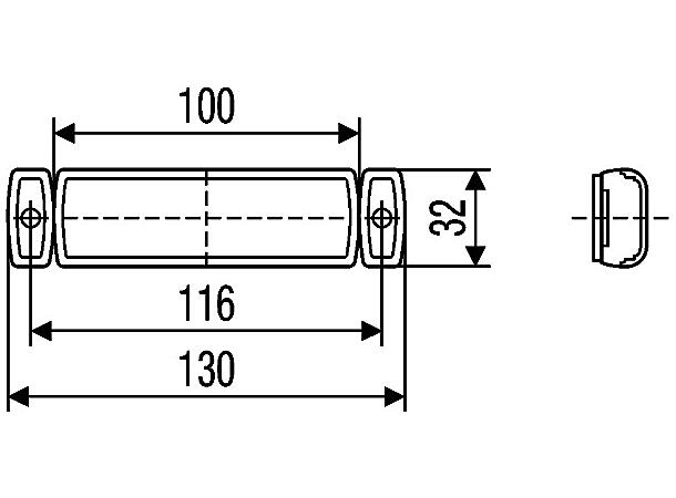 LED Markeringslykt 24V 1Led Gul 1500mm Hella 