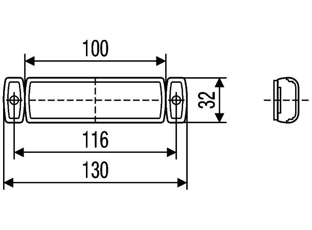 LED Markeringslykt 24V 1Led Hvit 500mm Hella 