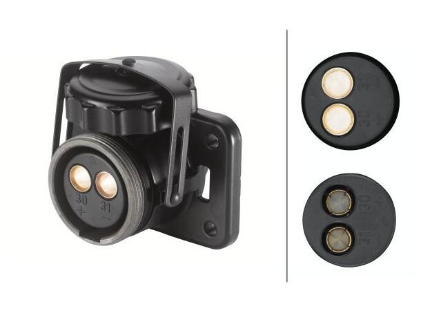 Natokontakt 2-pol  m/skrulokk Sort Hella 