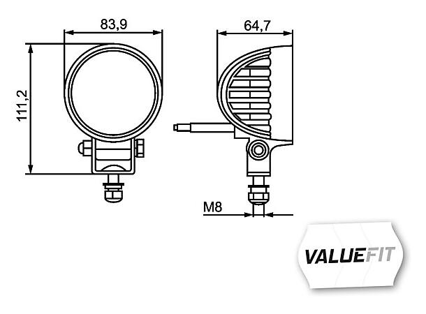 Value Fit LED Arb.lys 500 lumen Ø84mm Hella 
