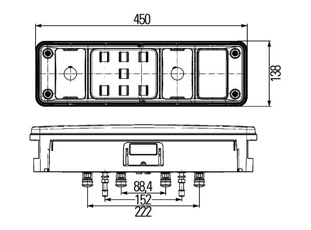 Led hybrid multifunksj.baklykt 24v høyre Hella 