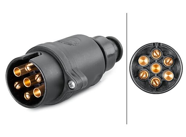 Støpsel 7-pol plast Messing kontakter Hella 