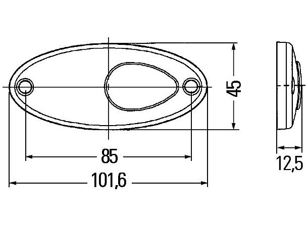 LED Sidemarkeringslykt 12V 2led Gul Oval Hella 